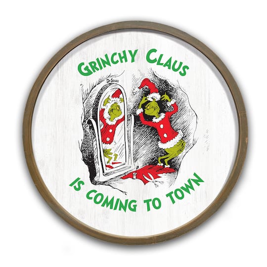 20" The Grinch Grinchy Round Framed Print